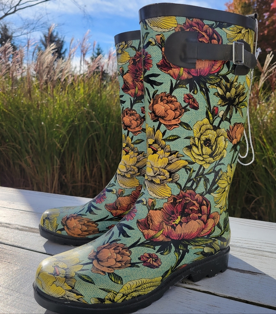 Target Threshold NWT Floral Women's Rain Garden Boots Sz 8 ~ Pretty! - Picture 4 of 16